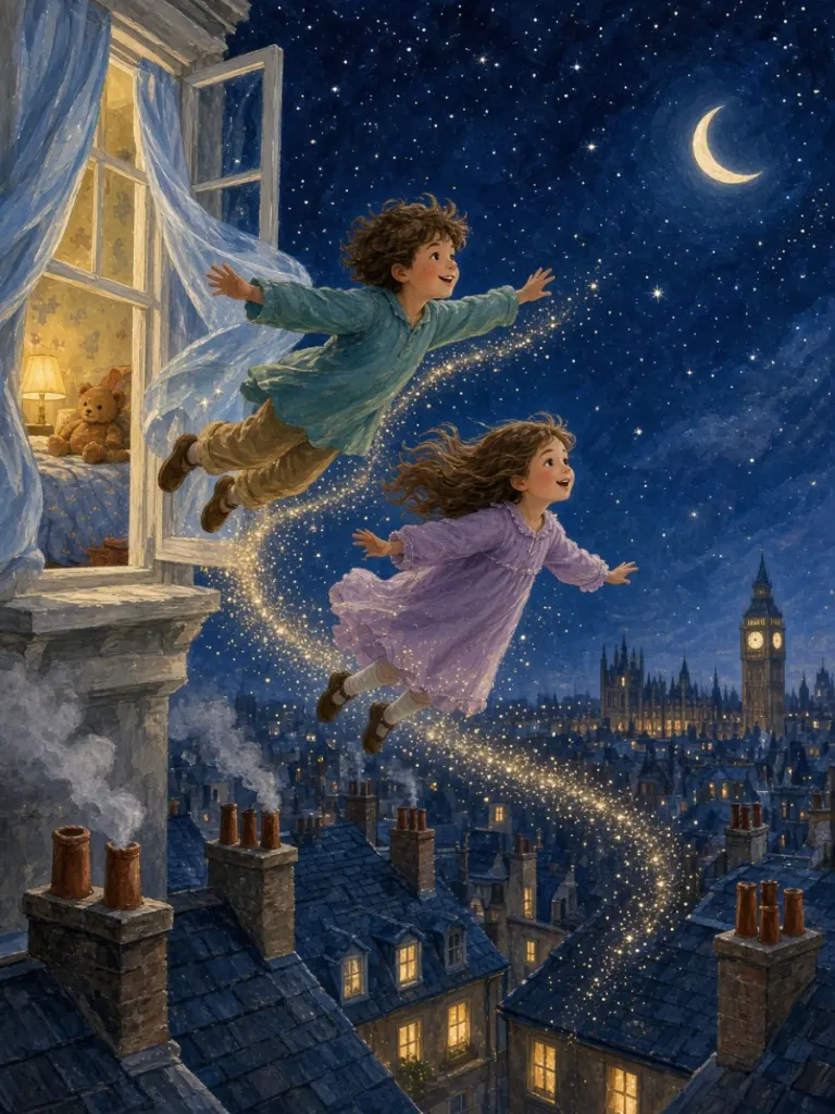 Peter Pan — Anden stjerne til højre og så lige ud